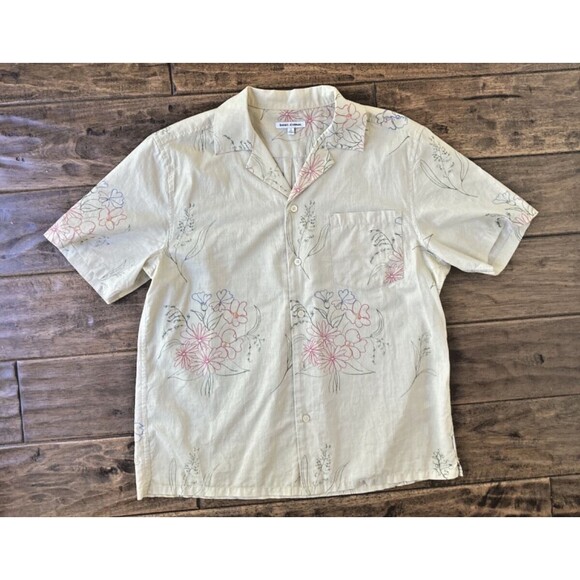 Banks Journal Mens Short Sleeve Dahlia Button Up Small  100% Cotton Floral - Picture 1 of 10